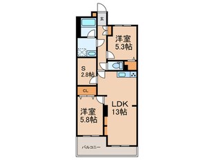 ｷｬﾆｵﾝﾏﾝｼｮﾝひばりヶ丘(202)の物件間取画像